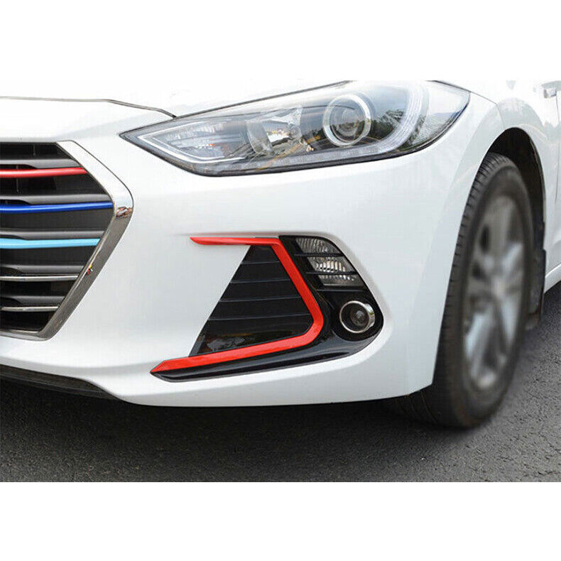 2x for Hyundai for Elantra 2017-2018 BlackRed ABS Front Fog Light Bezel Cover Trim