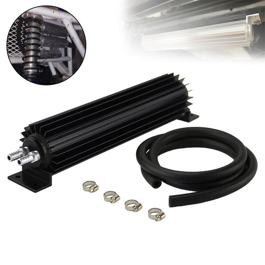 Universal 12'' Aluminum Dual Pass Finned Transmission Oil Cooler Kit Black