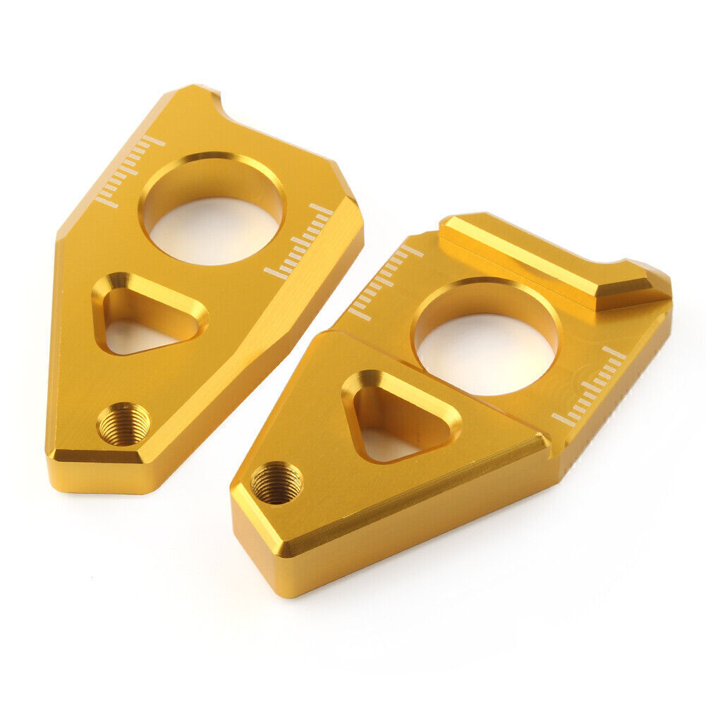 Axle Spindle Chain Adjuster Blocks Fit for Yamaha YZF R1 FZ8 FZ1 TMAX 530 Gold