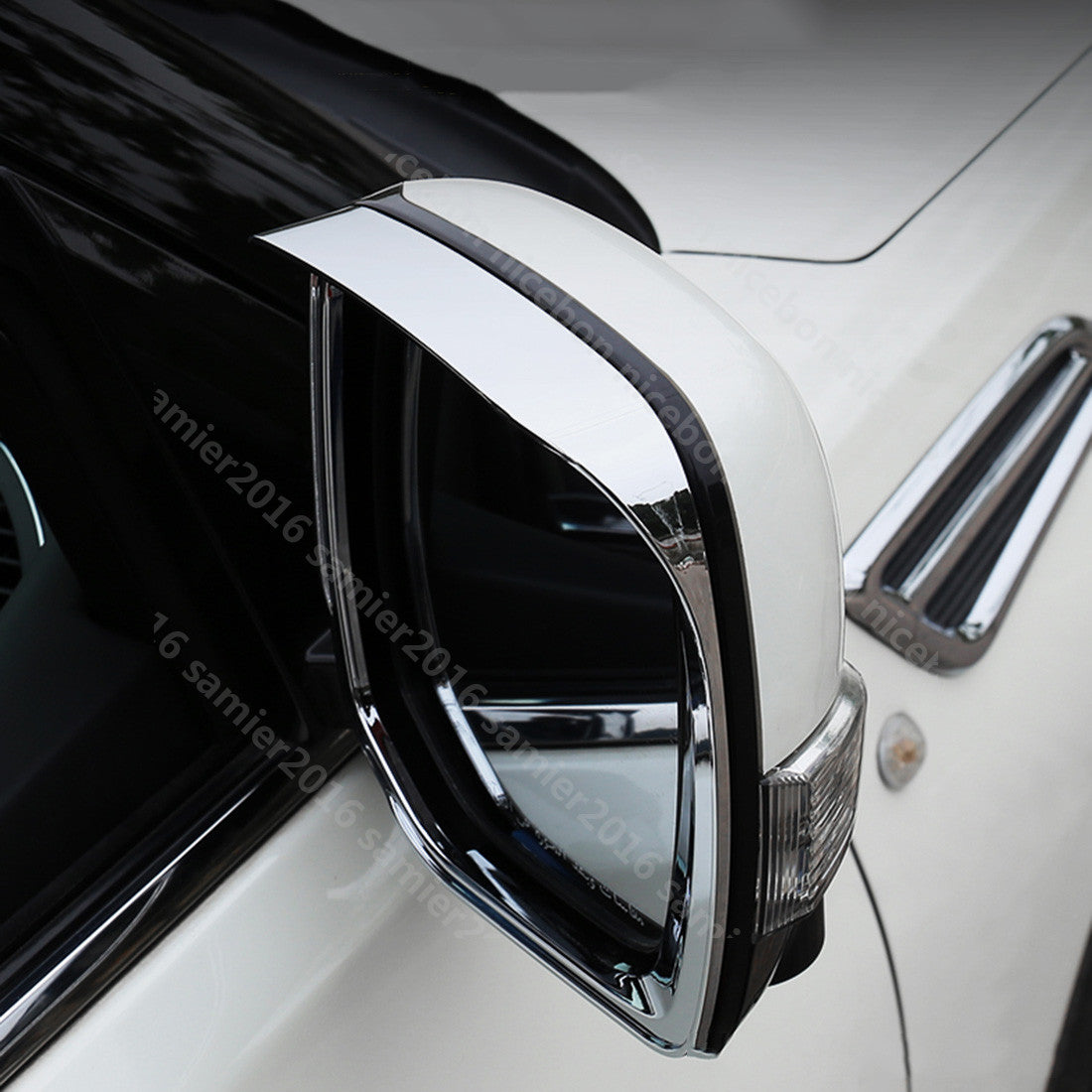 2P Side Door Mirror Frame Rain Visor Guard Fit for Nissan Patrol Y62 Armada QX80