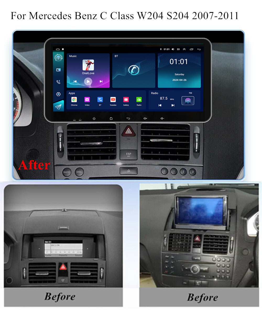 10.33w/ Carplay 4+32GB Car Stereo Radio for Benz C Class W204 S204 2007-2011