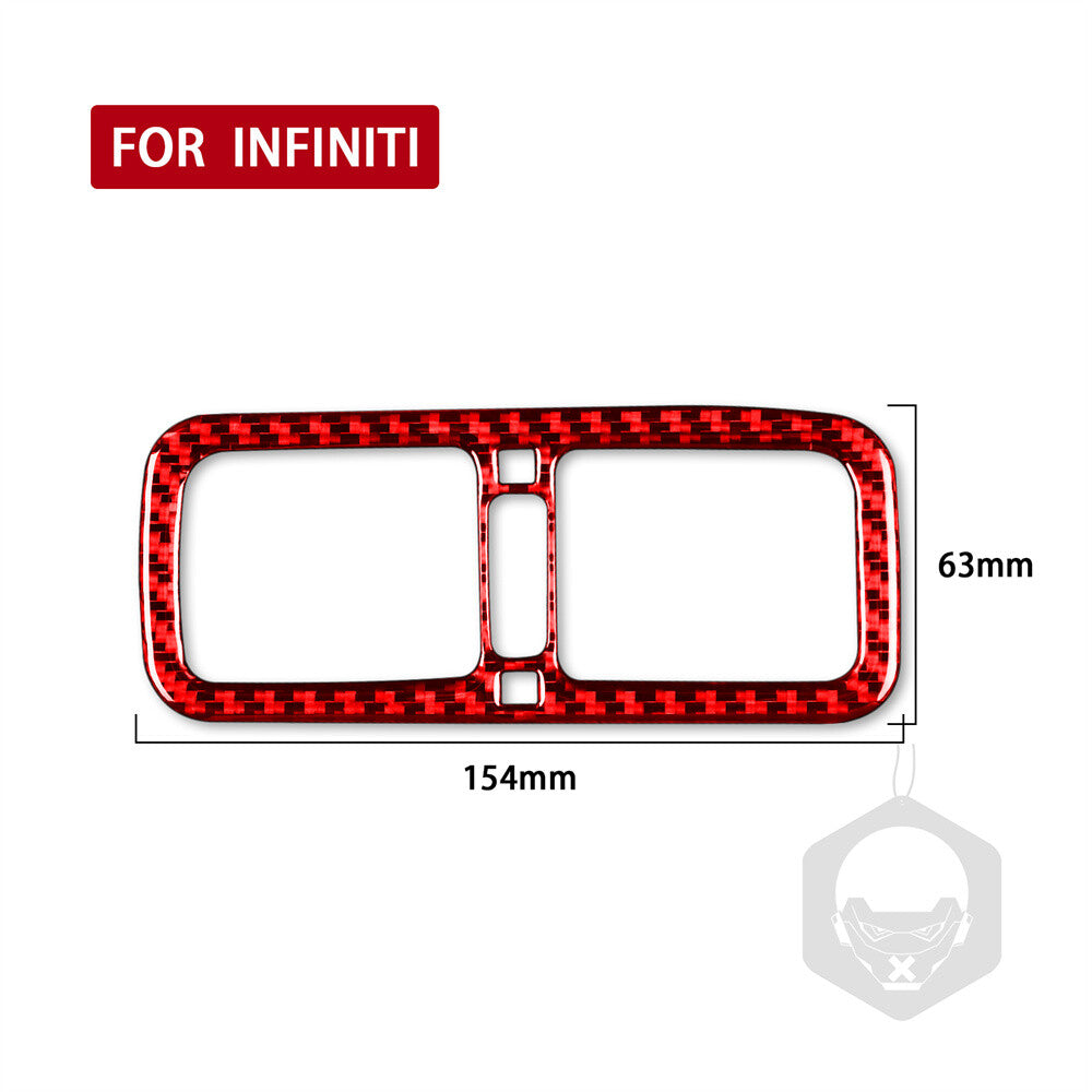 Red Carbon Fiber Rear Air Vent Outlet Panel Cover for Infiniti G37 Sedan 2010-13