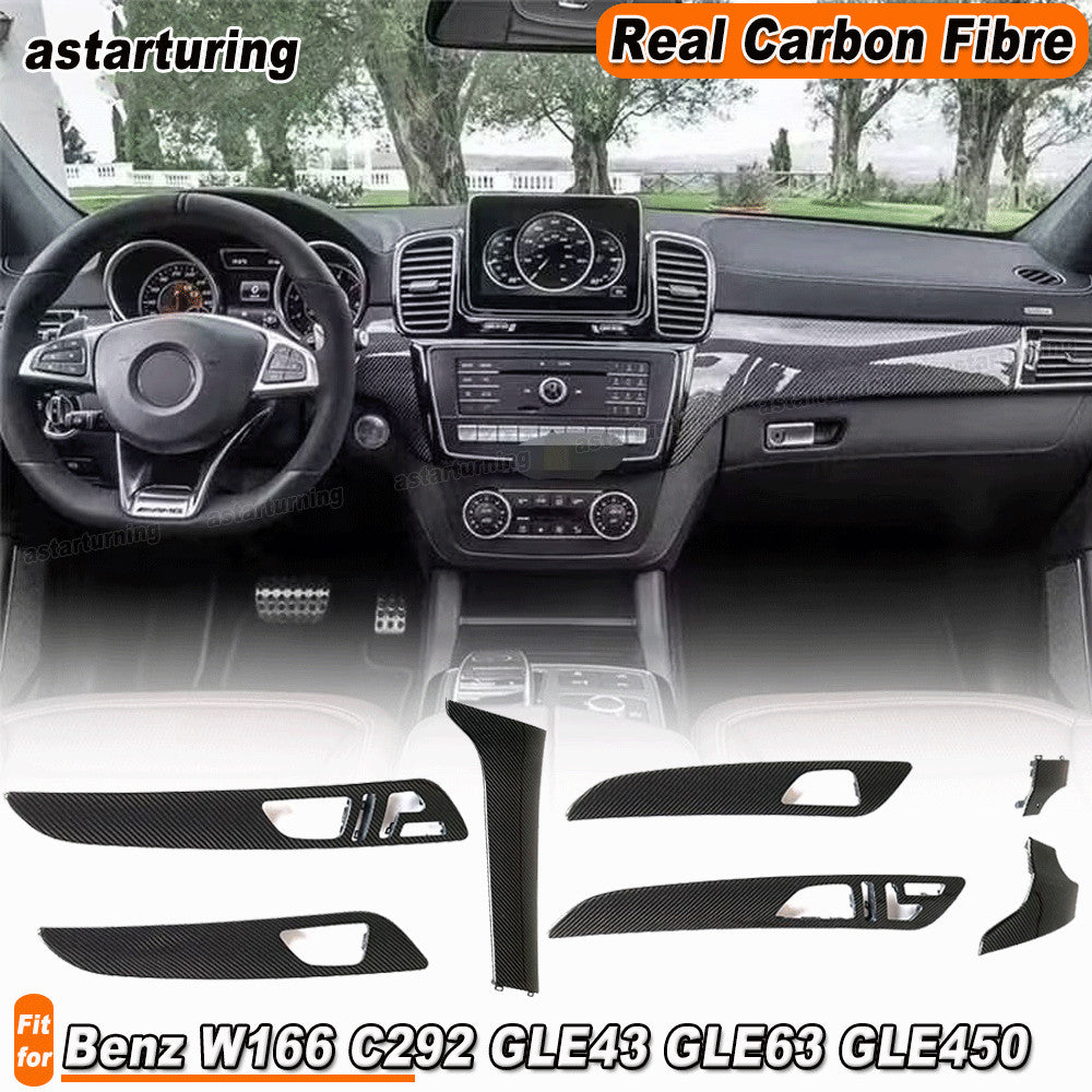 7PCS Carbon Center Console Panel Interior Trim for Benz W166 GLE43 GLE63 2015-19