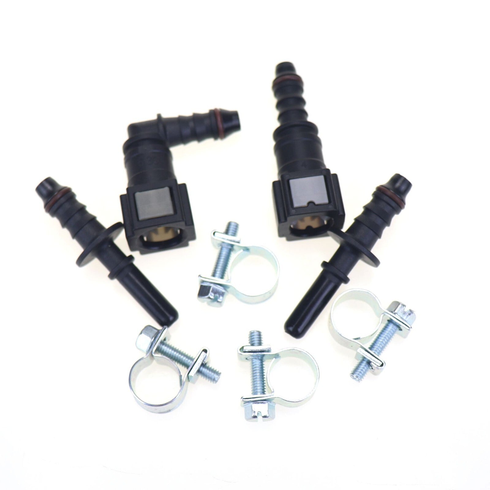 2 sets of 6.30mm SAE 1/4 to 1/4 inch automotive nylon fuel line hose quick-release connectors