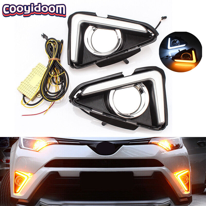 LED Daytime Running Lights Fog Light Turn Signal Lamps for Toyota RAV4 2016-2018