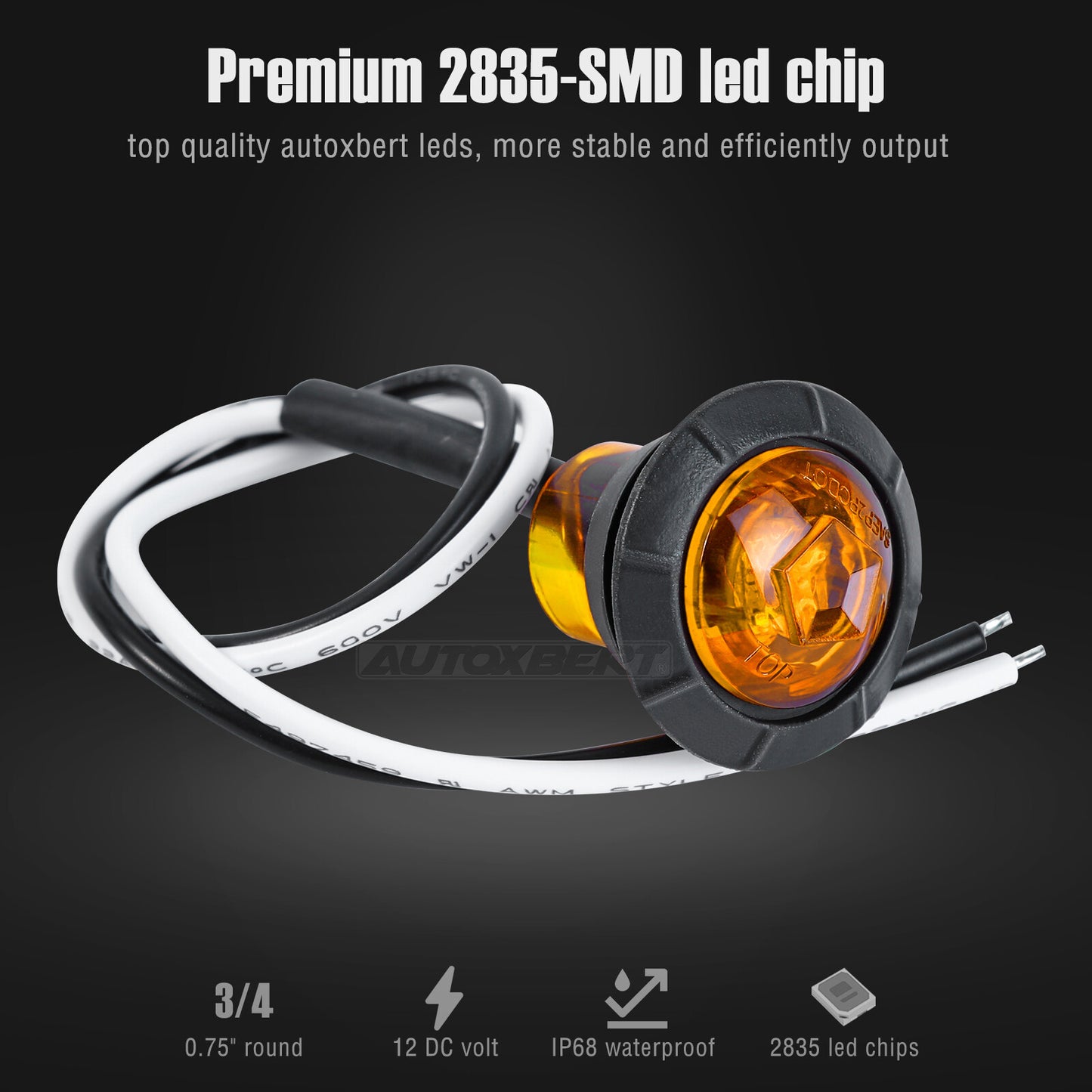 3/4'' Round LED Front Rear Side Marker Indicators Globe Light 12V Car Truck