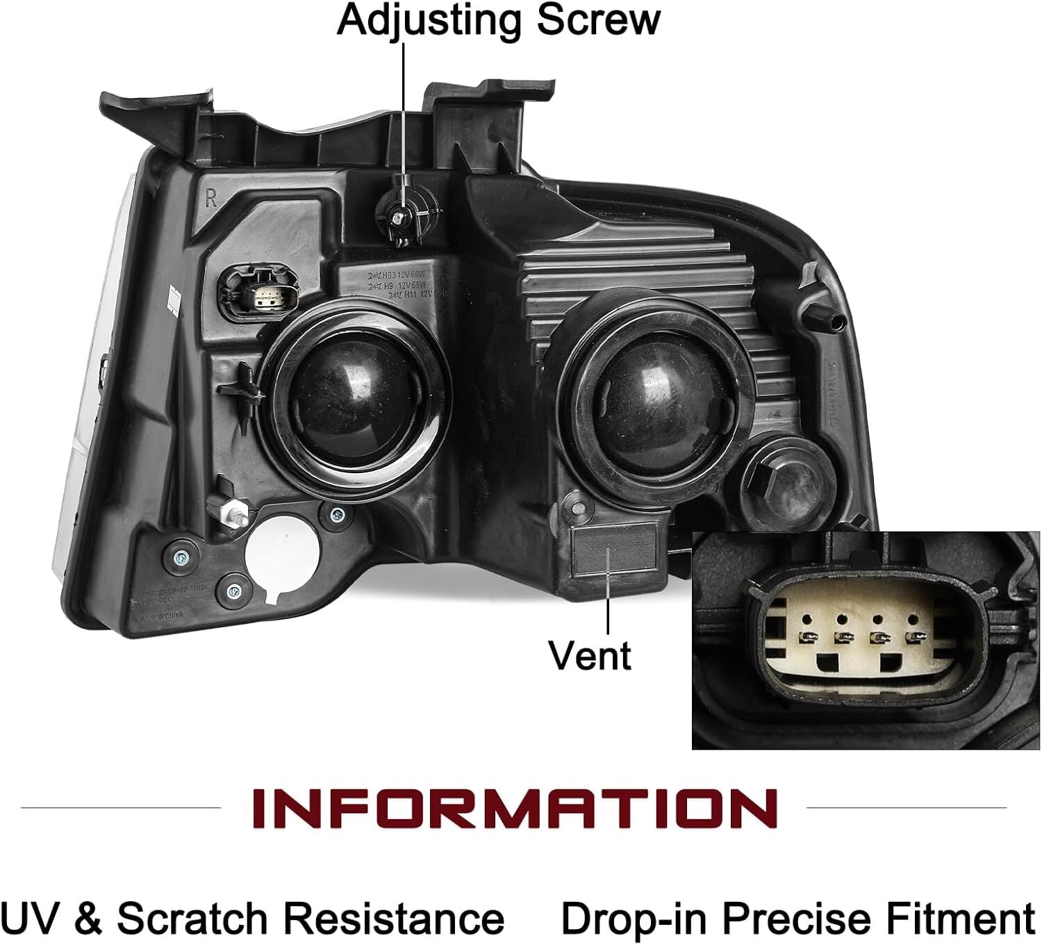 Chrome Projector Headlight Assy For 2015-2017 for Ford Expedition RH Passenger Side