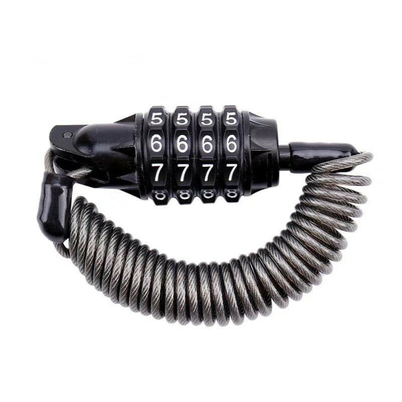 Black Combination Lock Cable Locking Chain Secures Motocycle Helmet Anti-theft