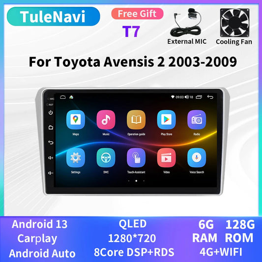 for Toyota Avensis T250 2 II 2003-2009 CarPlay Car Radio GPS Video Player Screen