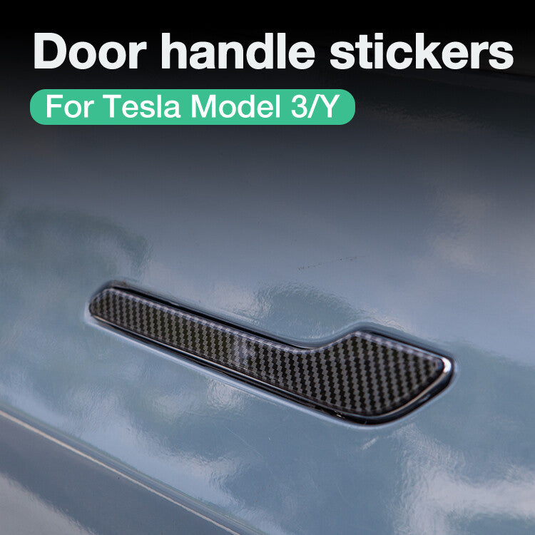 4x for Tesla Model 3 Y Accessories Glossy Carbon Fiber Door Handle Cover Sticker