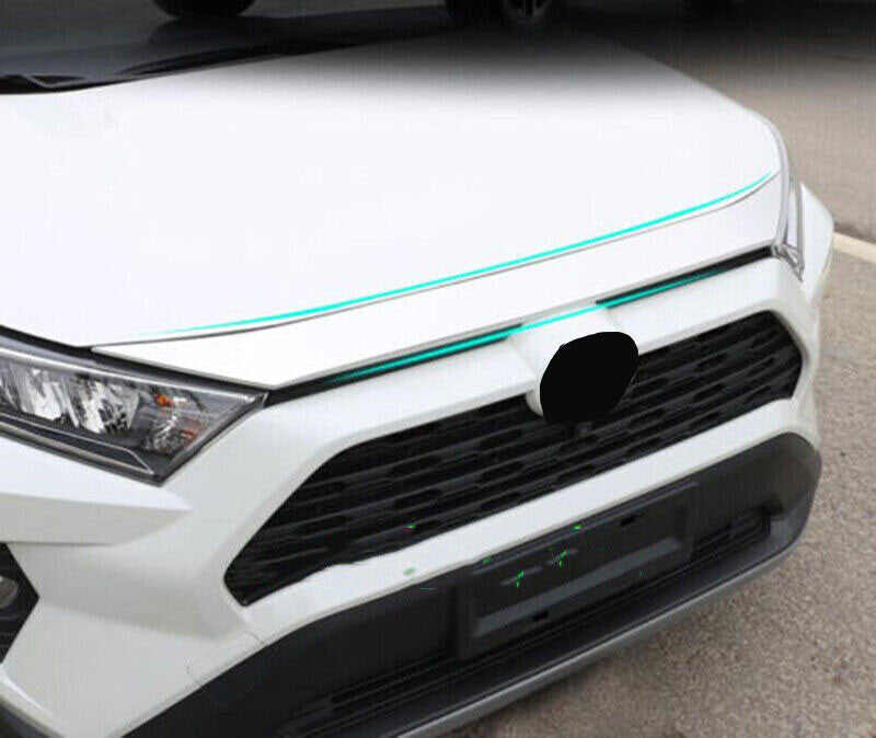 for Toyota Rav4 2019-23 Chrome Steel Front Engine Hood Molding Grille Strip Trim