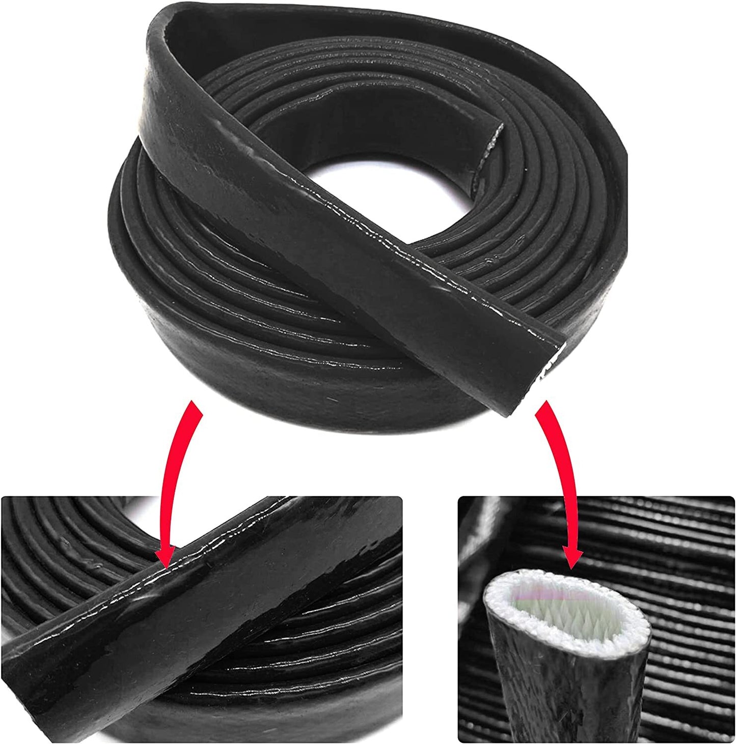 1/2-inch ID13mm heat shield, fireproof silicone rubber coated braided spark plug wire