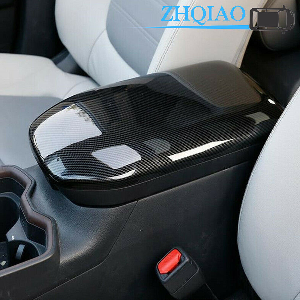 Carbon Fiber Interior Armrest Box Decor Cover Trim Fits for Toyota RAV4 2019 2020