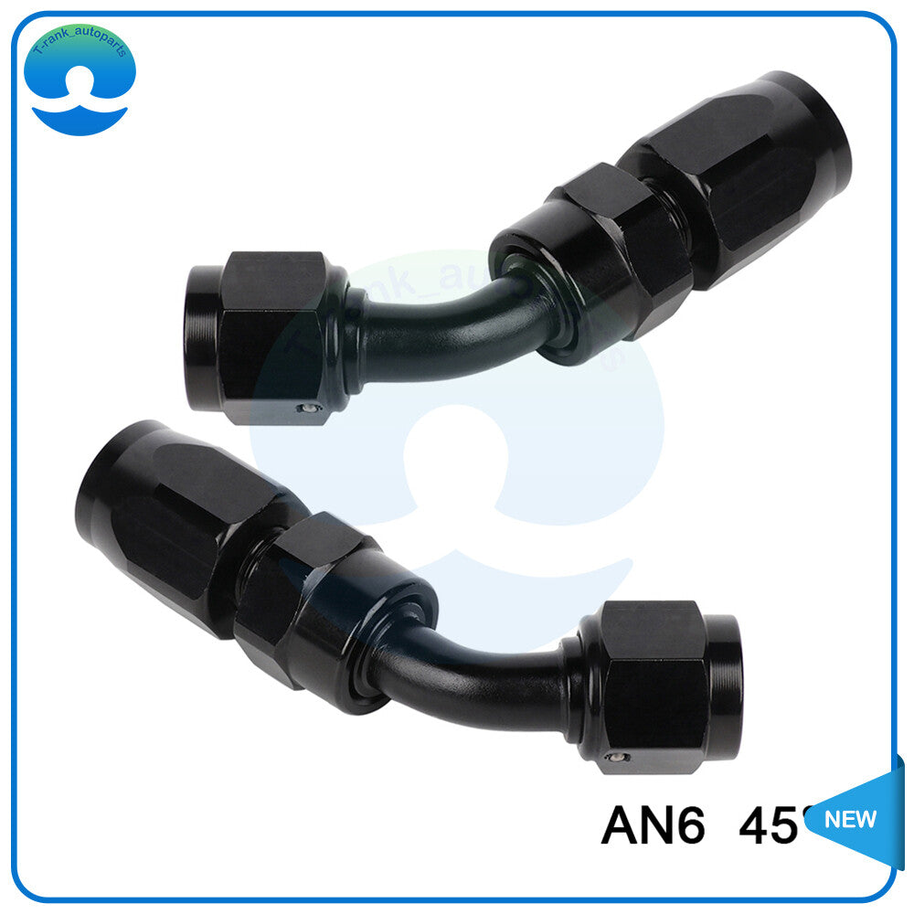 2Pcs Universal 45 Degree 6AN Swivel Hose Fitting Adapter For Oil/Fuel Hose Line
