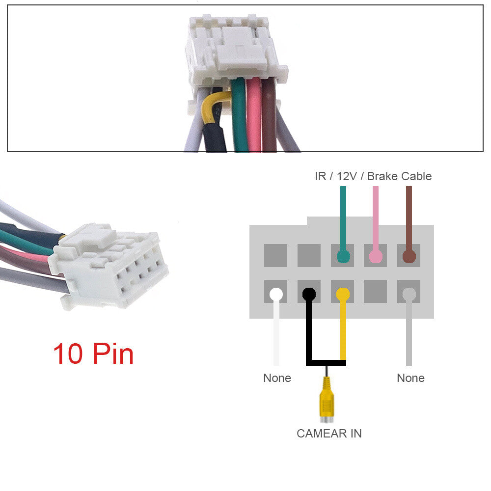 1PC 10 Pin Car RCA Rear View Camera Video Input Cable Adapter Wiring Connector