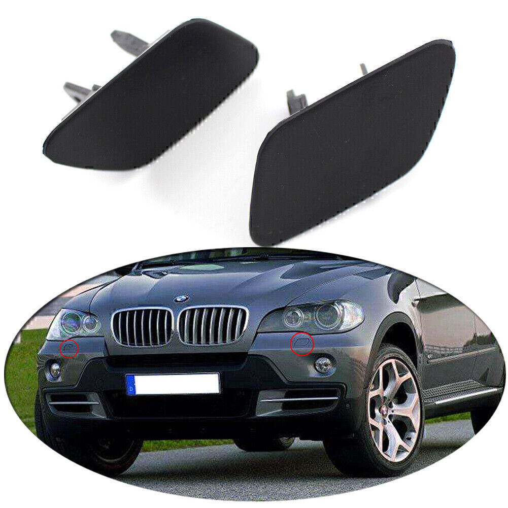 Pair Front Bumper Headlight Washer Nozzle Cover Cap Fit for BMW X5 E70 2006-2012