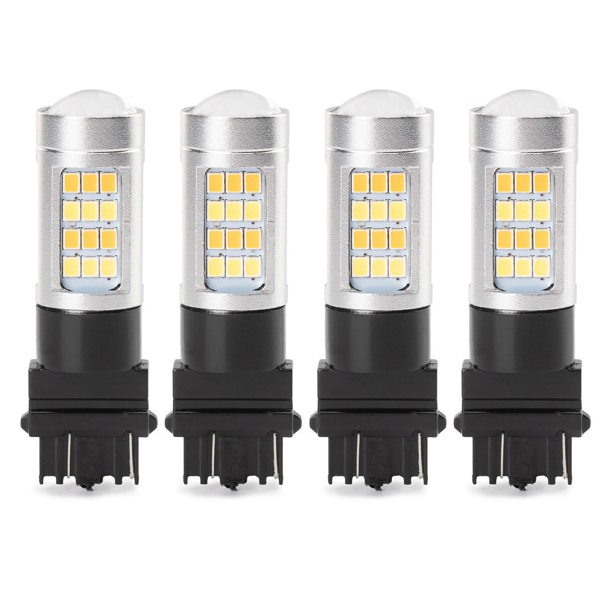 3157 4x Turn Signal Parking Light Bulb Error Free White/Amber LED DRL Switchback