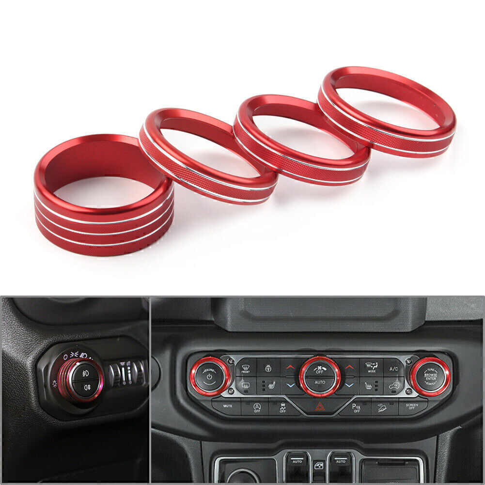 Air Conditioner Switch Knob Ring Cover Trim 4PCs for Jeep for Wrangler JL 2018-2020