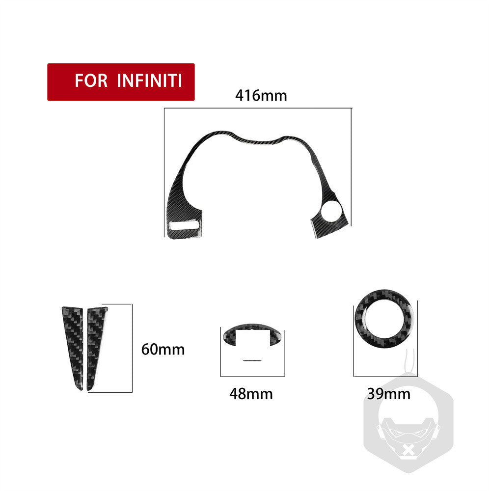 for Infiniti Q50/60 2014+Carbon Fiber Dashboard Steering Wheel Start Button Trim