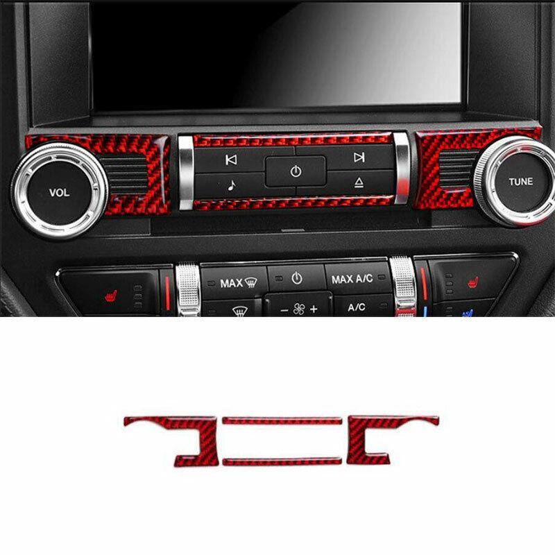 for Ford for Mustang for Shelby 2015-2022 Red Carbon Fiber Middle Console AC Knob Cover