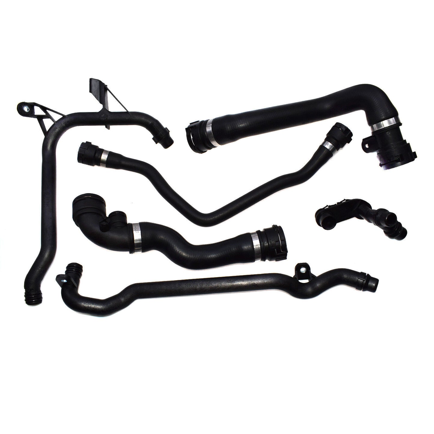 for BMW E46 6Pcs Upper Lower Thermostat Expansion Tank Water Radiator Hose Set
