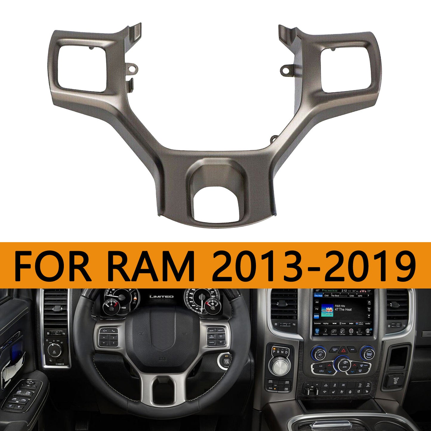 5NN22GFAAA Silver for Dodge for Ram 2013-2019 Trim Bezel Steering Wheel AT