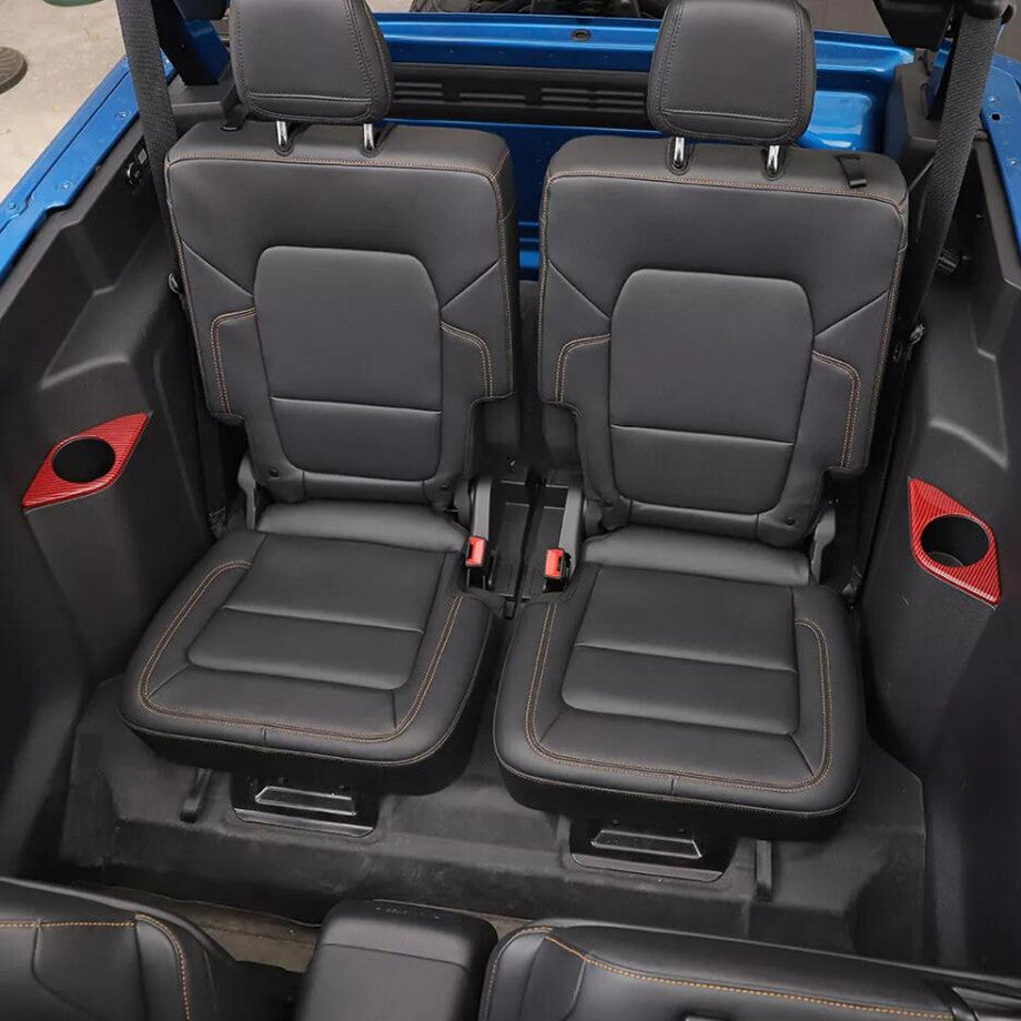 Suitable for 21-24 for Ford for Mustang 2-door Red Carbon Interior Rear for Seat Cupholder Cover Trim