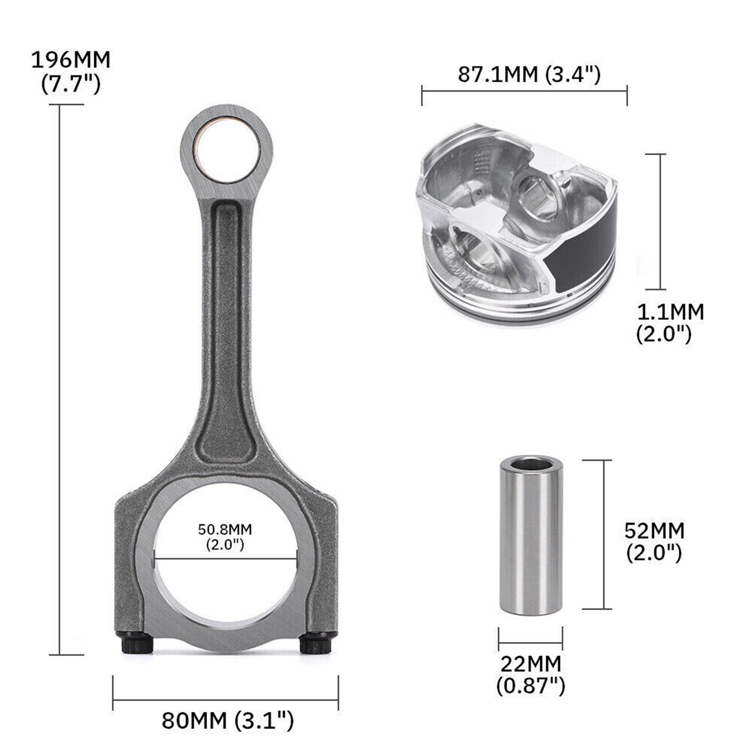 For 11-19 for Hyundai Sonata for Kia Sorento Optima 2.4L Set Connecting Rod Piston