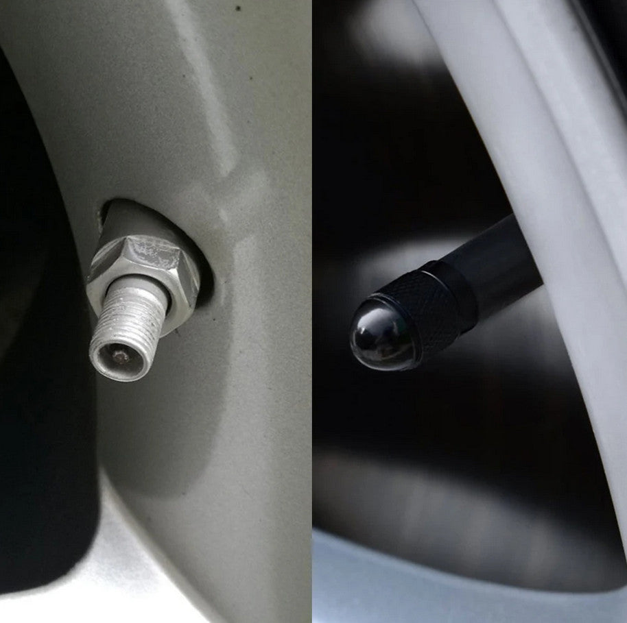 4-piece car tire valve cover rod air dust cover premium metal blue and white for Mercedes-Benz