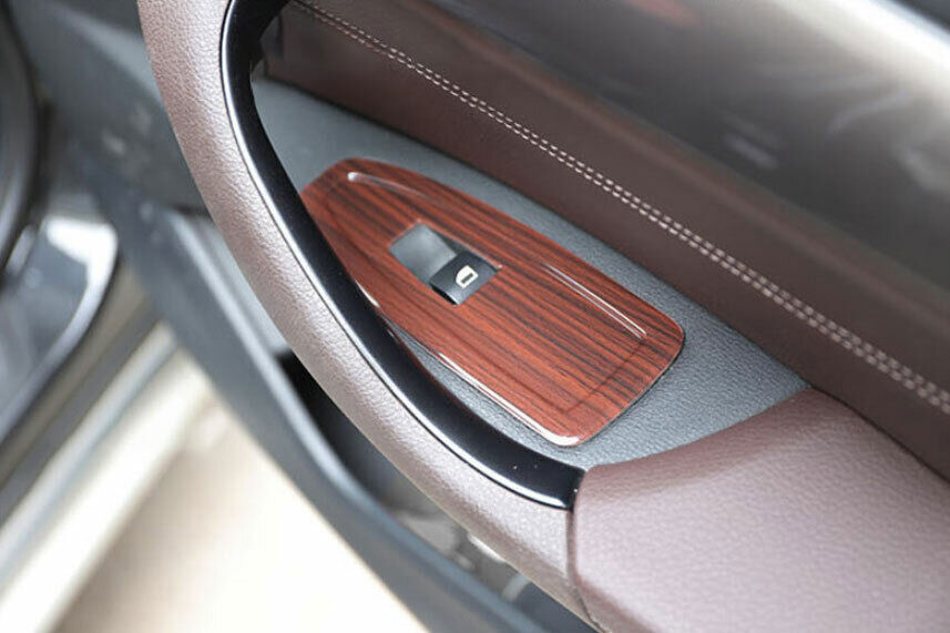 for BMW X1 F48 2016-2022 Red Wood Grain Inner Window Lock Lift Panel Trim Frame