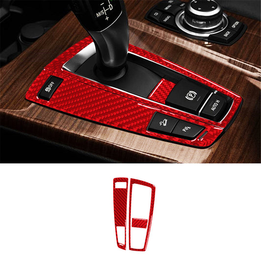 Red Carbon Fiber Inner Gear Shift Trim for BMW X3 F25 X4 F26 2011-2017 Type B