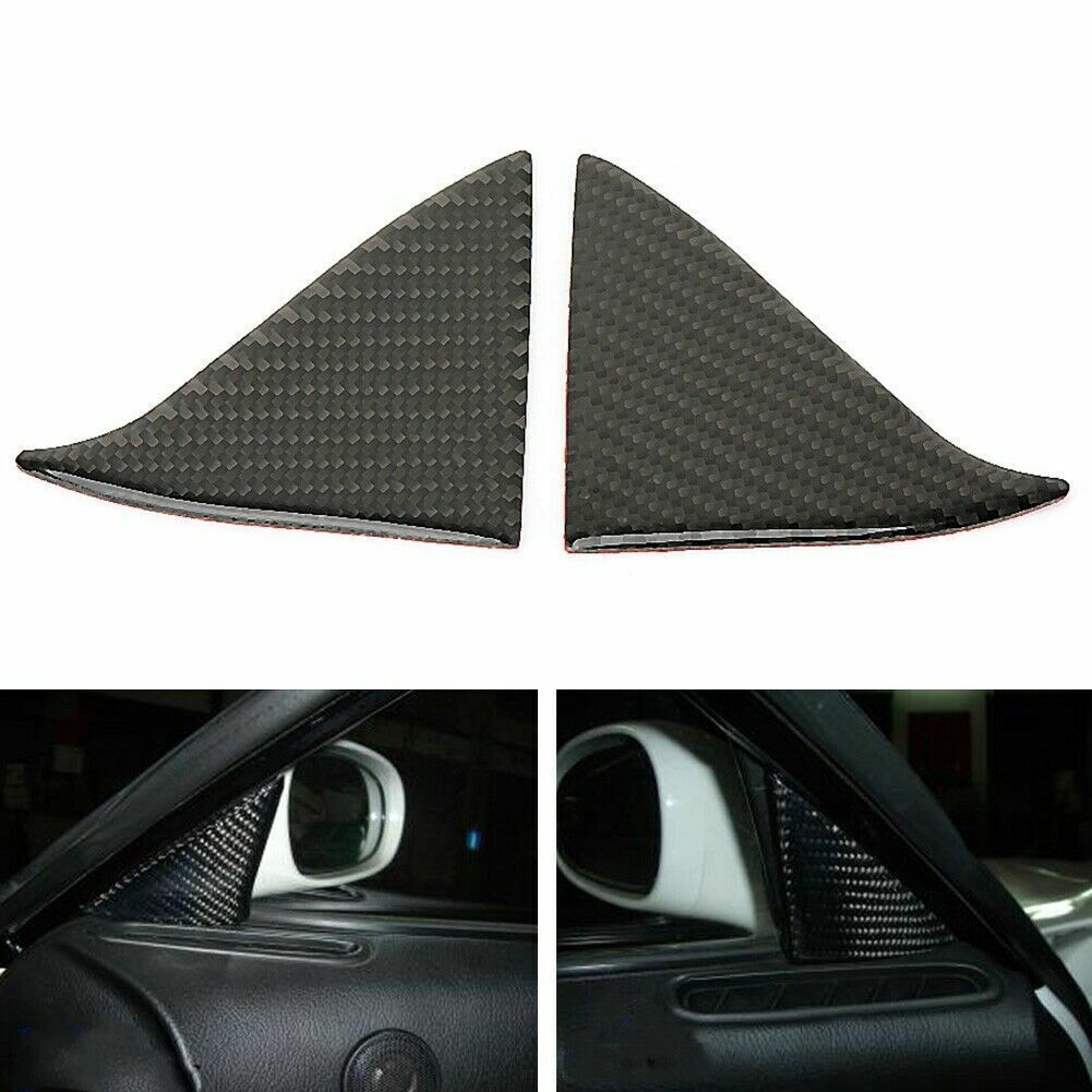 2Pcs Carbon Fiber Front Door Window Decor Cover Trim for Mazda 3 Axela 2017-2018