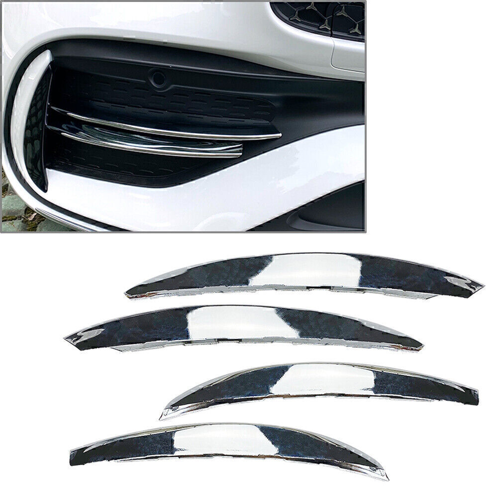 Chrome for Mercedes C-Class W206 Front Bumper Splitter Fins Body Spoiler Canards