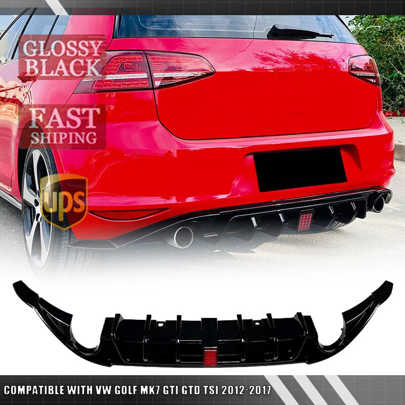 Rear Bumper Diffuser Lip W/ Light Body kit For 2012-2017 for Golf 7 MK7 GTI GTD TSI