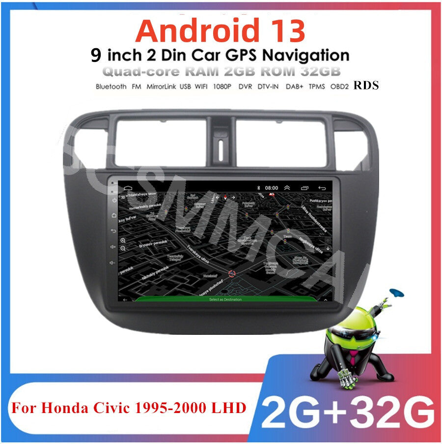 9in Radio Touch Screen Audio WiFi For Carplay Fit for Honda for Civic 1995-2000 LHD