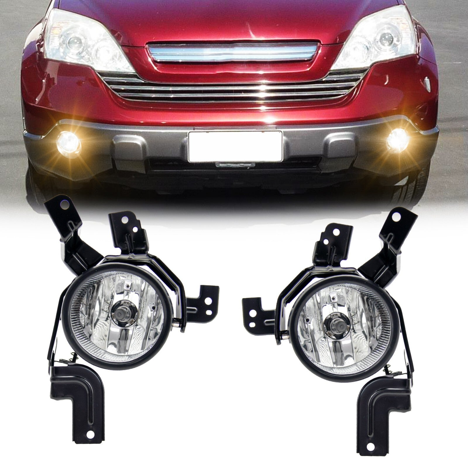 Fog light assembly suitable for 2007, 2008, and 2009 for Honda CRV. Switch and wiring kit transparent.