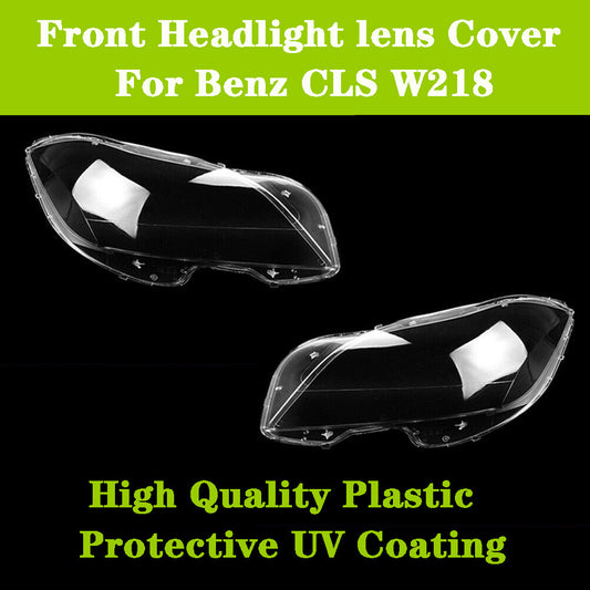 Dual transparent headlight protective lens cover for Mercedes-Benz CLS W218 (2010, 2011, 2012, 2013, 2014)