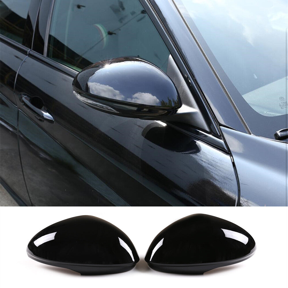 for Alfa Romeo Giulia 2017-2022 Side Rearview Mirror Caps Cover ABS Gloss Black