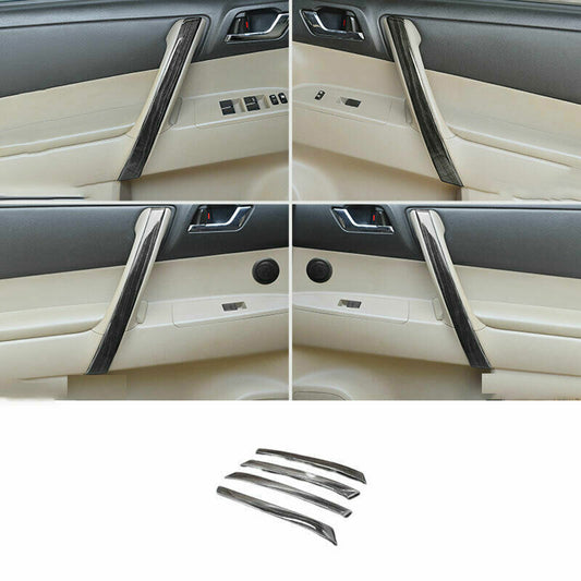 for Toyota Highlander 2008-2013 Black Wood Grain Door Armrest Strip Cover Trim