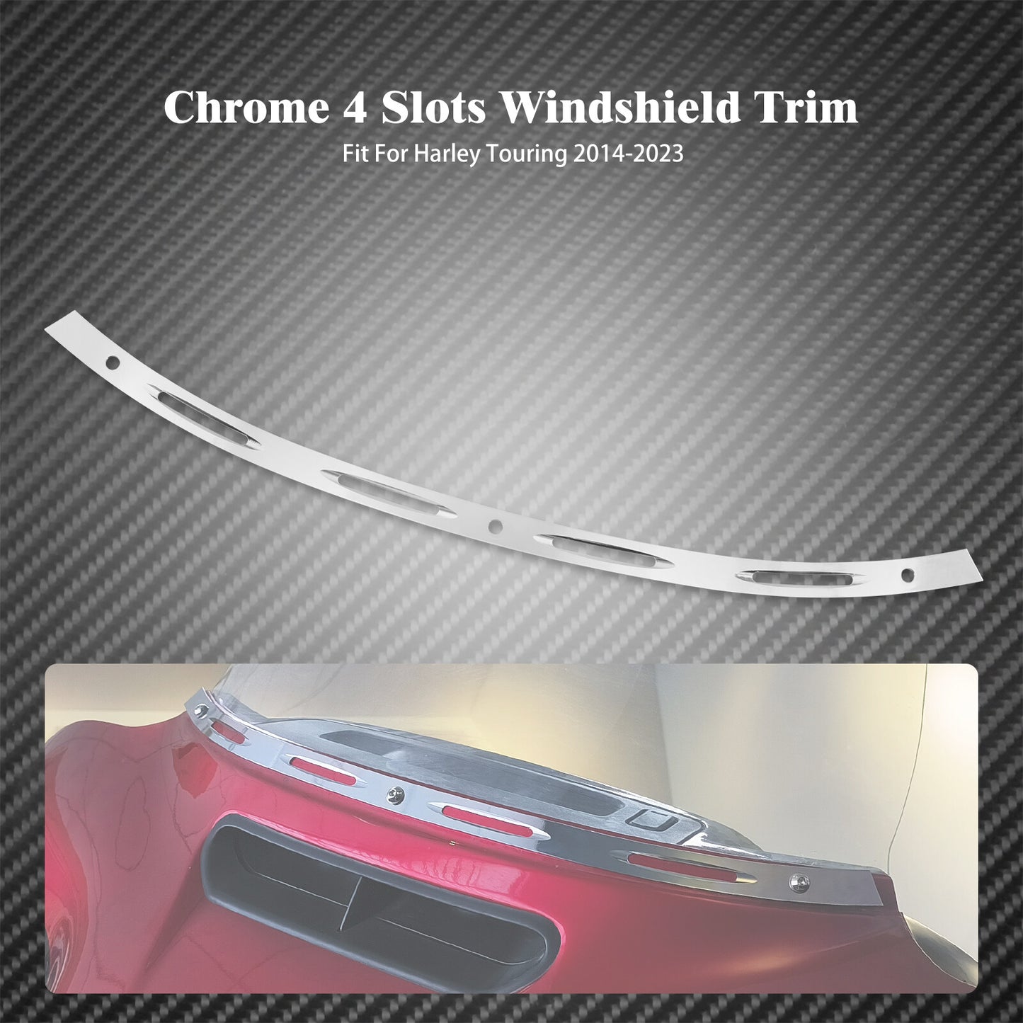CNC Front Windscreen Windshield Trim Strip Fit for Harley Street Glide FLH 14-23