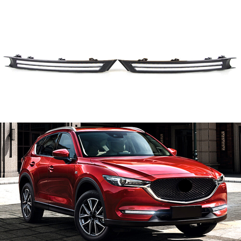 2X LED Daytime Running Light DRL Fog Light Turn Signal for Mazda CX-5 2017-2020