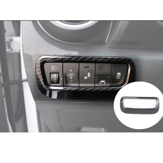 for Hyundai Kona 2018-2022 Carbon Fiber Headlight Switch Button Frame Cover Trim