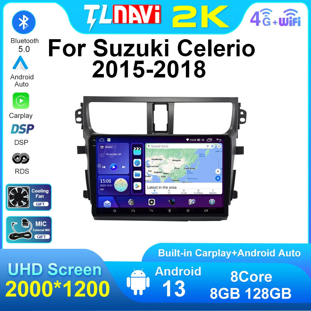 for Suzuki Celerio 2015-2018 Auto CarPlay Car Radio Screen GPS Multimedia Player