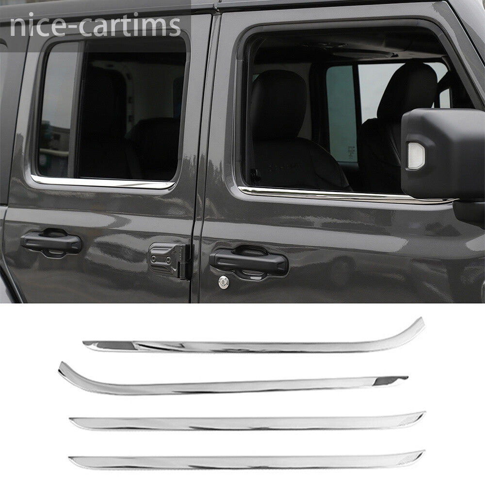 Steel Chrome Door Window Bottom Strips Cover for Jeep for Wrangler JL JT 4door 2018+