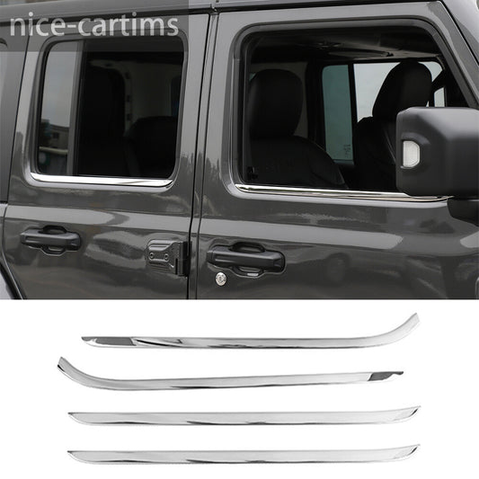 Steel Chrome Door Window Bottom Strips Cover for Jeep for Wrangler JL JT 4door 2018+