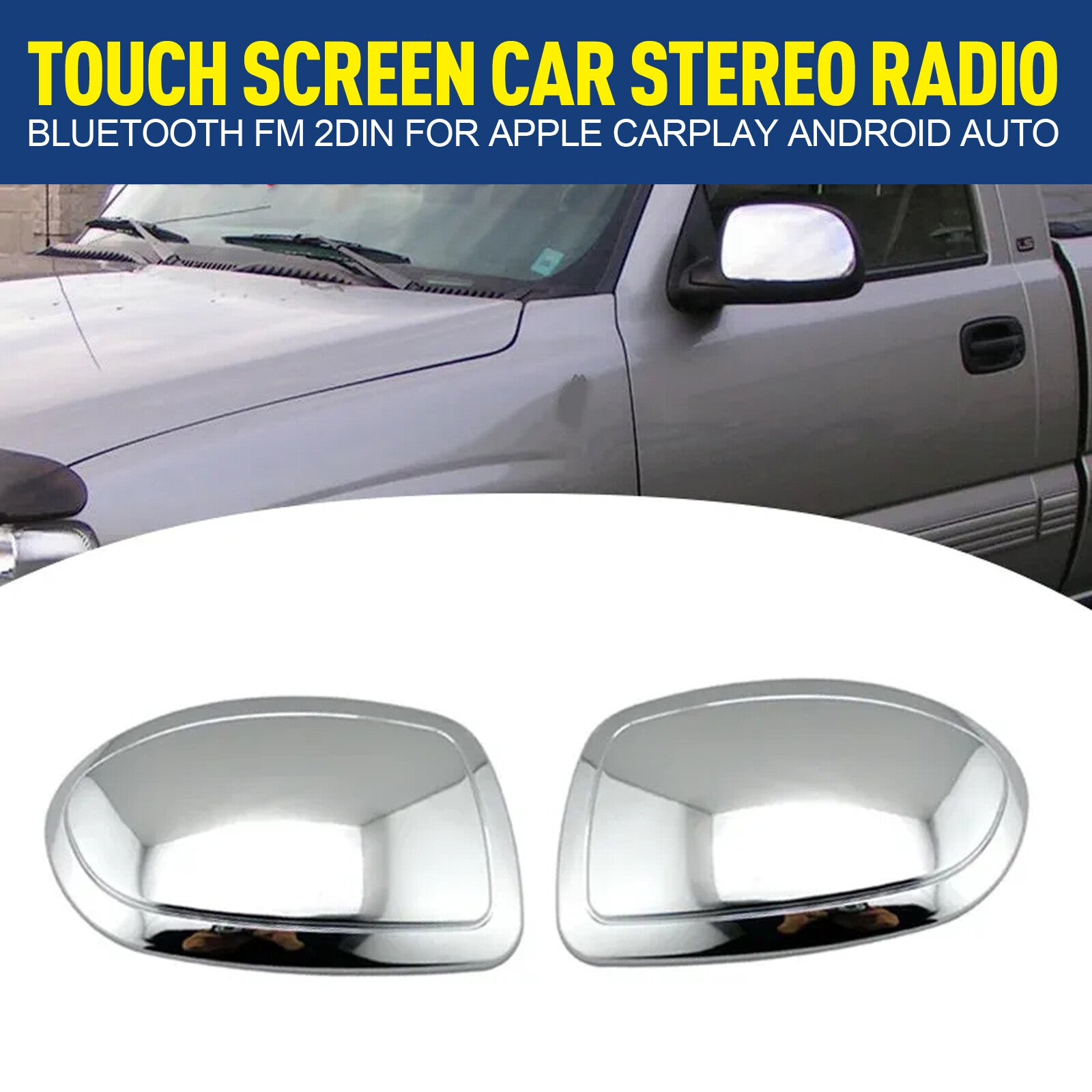 For 1999-2006 for Chevy Silverado for GMC for Sierra Chrome Rear View Mirror Covers Overlay