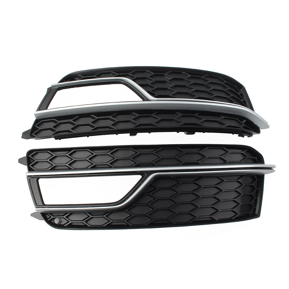 Pair Front Bumper Black Fog Light Grille Cover for Audi A5 S5 2013-2017
