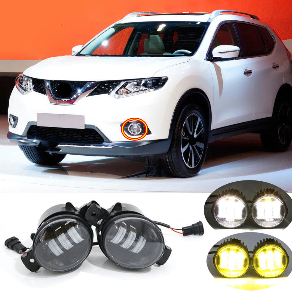 for Nissan Rogue 14-16 WhiteYellow LED Front Bumper Fog Lamp Light Assembly Kit