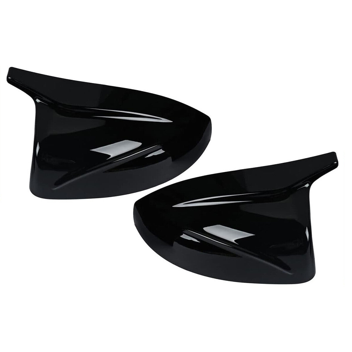 A pair of glossy black side mirror covers for Audi A3 S3 2014 - 20 with lane assist.
