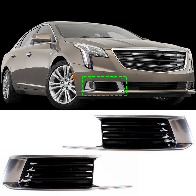 The left and right front lower bumper grille fog light covers are suitable for the 2018-19 for Cadillac XTS.